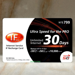[GREEN KING] 全新現貨《蝦皮超低價》遠傳電信 IF卡 5G IF799 儲值卡 網絡卡 30天網路喫到飽