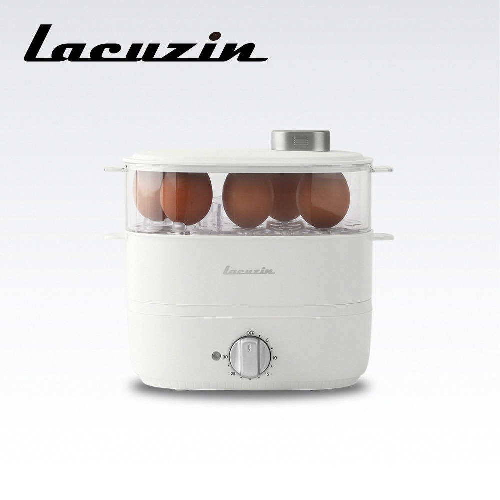 【Lacuzin】雙層多功能隨行電蒸鍋(LCZ060WT)｜蒸蛋器 公司貨