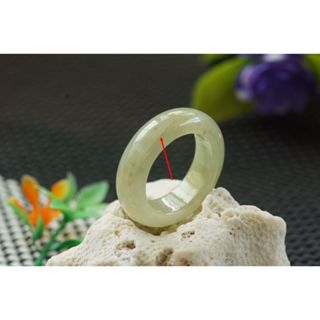 熱賣U240玉戒指❀ 11#翡翠玉A貨冰潤淡黃寬版玉戒圈指環戒子【緬甸玉翠軒】玉首飾品 男女款式 尾戒