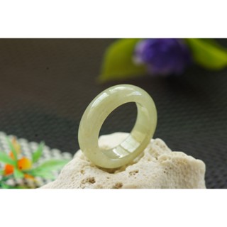 熱賣U281玉戒指❀ 11#翡翠玉A貨冰潤淡黃寬版玉戒圈指環戒子【緬甸玉翠軒】玉首飾品 男女款式 尾戒
