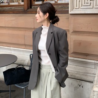【太妮絲S564】現貨 韓妞必買！大推灰色 黑色 西裝外套 chic 簡約 西服 西外 OL 寬鬆 正式 韓國 高質感