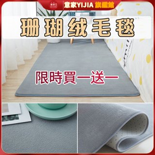 買一送一 地毯地墊 客廳地毯 北歐ins風珊瑚絨 純色地毯 沙發地毯 茶幾毯 臥室 家用地墊 床邊毯 短絨毛地毯客製