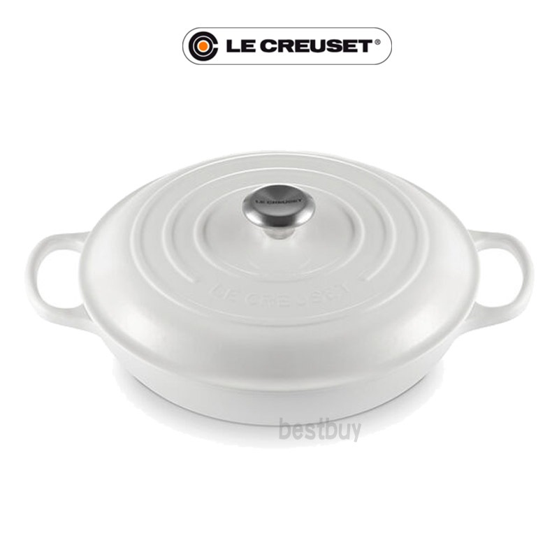 Le Creuset White 白色 淺圓鍋 淺鍋 淺底鍋 壽喜燒鍋 淺圓鑄鐵鍋 鑄鐵鍋 30cm 新款