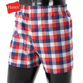 【Hanes】GLOBAL VALUE系列 平口內著四角褲 經典設計款(紅藍色格紋)官方直營