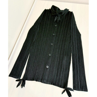三宅一生PLEATS PLEASE ISSEY MIYAKE經典黑長袖上衣襯衫外套