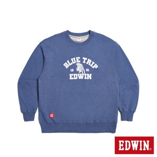 EDWIN 男款 BLUE TRIP 寬版印地安長袖T恤(灰藍色)