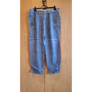 Moma 亞麻 藍色 微老爺直筒褲 腰圍39 臀圍53 褲長85cm