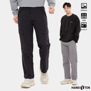 【Hang Ten】男裝-恆溫多功能-STRAIGHT FIT防輕潑水多口袋直筒工裝長褲(深灰)