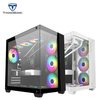 TrendSonic 翰欣 GX980T 全景玻璃電競機殼-白色 黑色