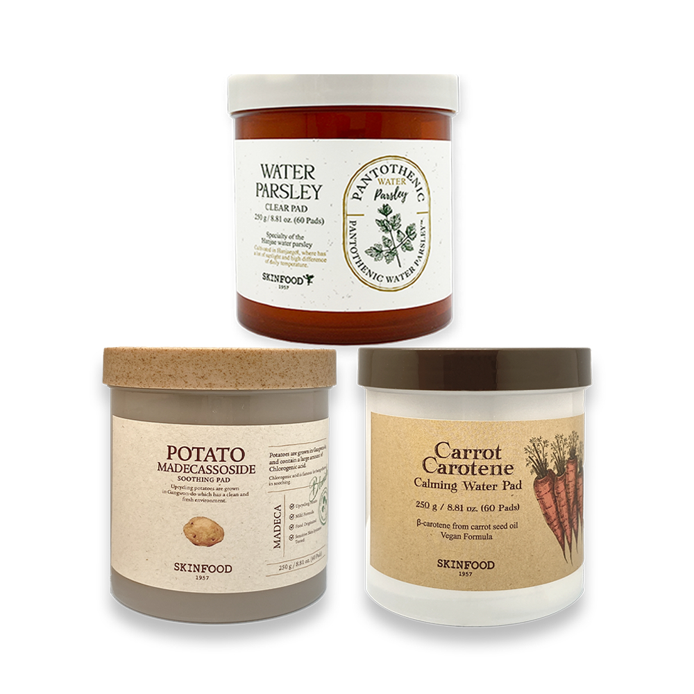 【Skinfood】胡蘿蔔舒緩保濕棉片 馬鈴薯修護棉片 棉片 化妝水 胡蘿蔔 馬鈴薯 舒緩 保濕 清潔 組合