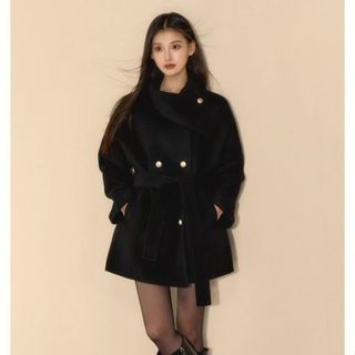 中長版呢子大衣女新版韓版時尚收腰顯瘦減領毛呢外套女小香風毛呢大衣 毛呢西裝外套 風衣外套 寬鬆 DDIC