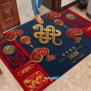 紅豆批發百貨/(臺灣現貨)2025蛇年新年地墊3D印花防滑地墊腳踏墊/門口廚房浴室腳踏墊(蛇年02款)