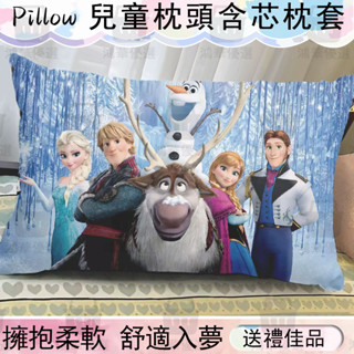 【臺灣發貨】桃園熱賣💖兒童枕頭冰雪奇緣枕頭可愛卡通雙面含芯枕套定製同款可愛Q萌房間宿舍枕
