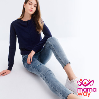 【mamaway媽媽餵】不收邊割破窄管牛仔孕婦褲