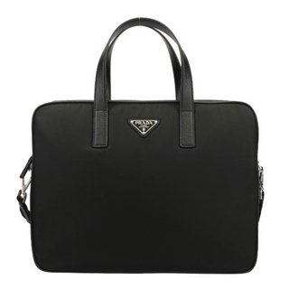 Prada 附肩帶公事包 2VE368 尼龍及Saffiano 皮革 黑色