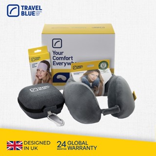 【Travel Blue 藍旅】極致禮盒組(內含寧靜頸枕、頸枕收納盒 、豪華眼罩、母親節禮物、禮盒)