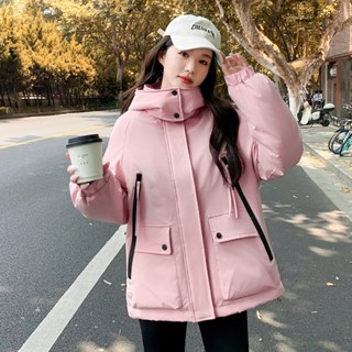 連帽外套 中長款 寬鬆 M-3XL 保暖防風新款棉服女中長款冬季寬鬆韓版加絨加厚棉衣派克服外套T136-3282.