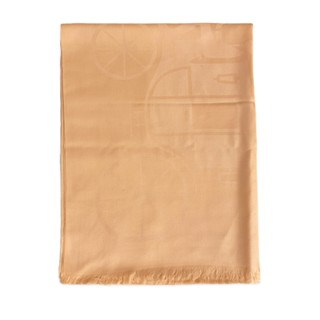 【全新福利品】COACH 經典LOGO質感羊毛混蠶絲針織披肩/圍巾 珊瑚橘色