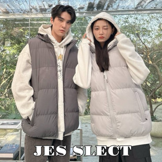 【JES】 韓國 可拆帽 內鋪棉 素面 麵包背心 鋪棉 保暖 親膚 潮流 情侶 帽子可拆 立領 連帽背心 鋪棉背心 背心