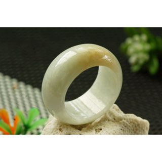熱賣U2978戒指❀25# 翡翠玉A貨水潤飄黃翡超寬版戒圈指環戒子【緬甸玉翠軒】玉首飾品 男女款式 扳指