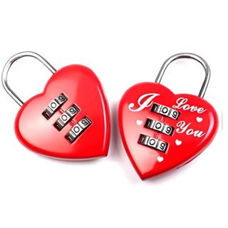 紅色心型love行李箱密碼鎖,出國旅行箱拉鍊鎖頭,後揹包迷你數字鎖,健身房置物櫃鎖頭