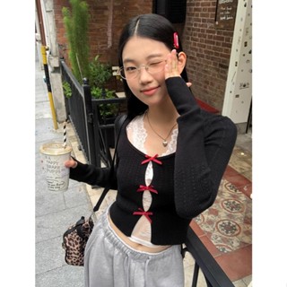 【ANT】高階感小眾毛衣外套針織衫~針織 毛衣 蕾絲背心 短版長袖 針織襯衫 美式辣妹 長袖 針織開衫 純欲風 顯瘦衣服