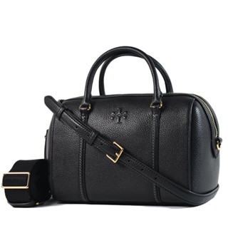 TORY BURCH THEA 荔枝紋手提/斜背二用波士頓包-黑色/大 【美國正品現貨】