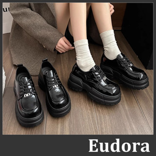 【Eudora】黑色 皮鞋 德比鞋 馬丁鞋 厚底皮鞋 小皮鞋 英倫風 牛津鞋 樂福鞋 學生鞋 綁帶厚底增高 紳士鞋