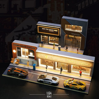 【六四分之一】 收藏家｜日系餐廳/ 酒吧/咖啡廳/ 便利商店系列建築場景｜1/64 模型車專用｜帶LED燈光