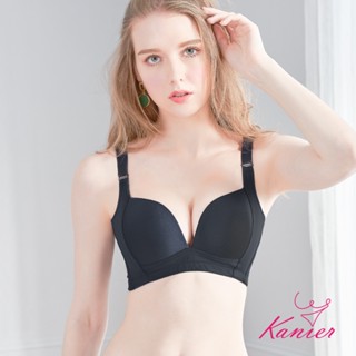 【Kanier卡妮兒內衣】夏蟬鳴鳴 冰礦涼感 深V集中 無鋼圈內衣 (黑色 BCDE)