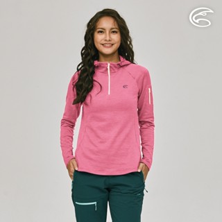 ADISI 女連帽透氣快乾保暖中層衣(手臂口袋) AL2221068 (S-XL) 野牡丹花｜磨毛 刷毛 彈性 排汗速乾