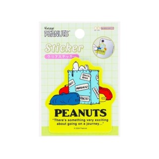 史努比Snoopy PEANUTS PET塑膠貼紙/防水貼紙/手帳貼紙-一路順風/行李箱 76764