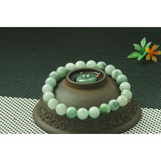 俗賣U3048手錬翡翠玉天然A貨水潤飄花圓珠8mm*22顆翡翠手串手環【緬甸玉翠軒】玉首飾品 男女款式