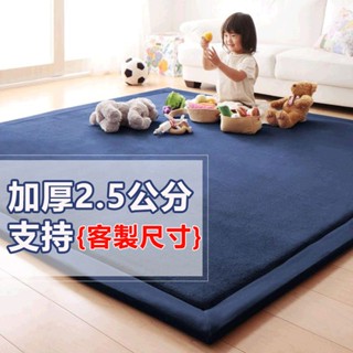 【尚美】加厚珊瑚絨地毯 2.5公分厚度 榻榻米墊 臥室客廳飄窗地毯 寶寶防摔爬行墊 可定製 純色地毯 兒童地毯