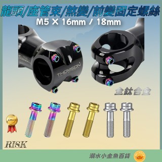 DG 全鈦合金RISK M5*16mm M5*18mm螺絲 自行車龍頭座管束煞把前變螺絲 坐管束剎車把手螺絲 鈦合金螺絲