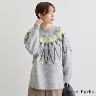 Green Parks 金屬絲線向心圖騰保暖針織長版上衣(6A44L2C0900)