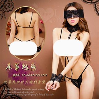 【情趣工廠】床笫魅惑！蕾絲露乳開檔比基尼四件式遊戲套裝 情趣內衣 性感睡衣
