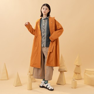 【MOSS CLUB】率性造型長版風衣長袖外套 綠 淺綠 桔