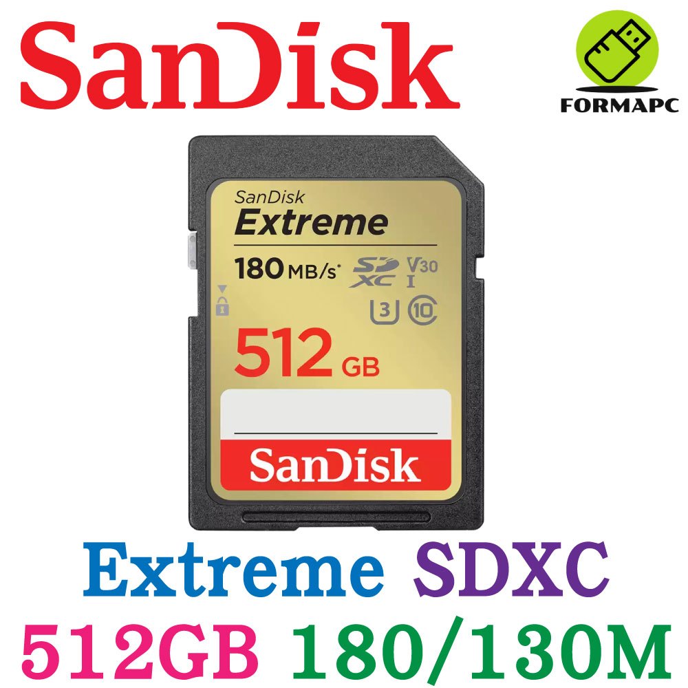 SanDisk Extreme SDXC SD 512G 512GB 180MB 4K U3 V30 相機 高速記憶卡
