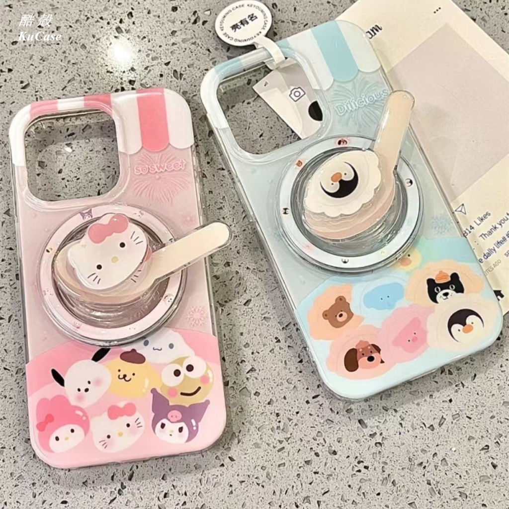 湯圓KT貓 企鵝餃子 旋轉磁吸支架 magsafe磁吸手機支架 適用iPhone16 15 14 13Promax手機殼