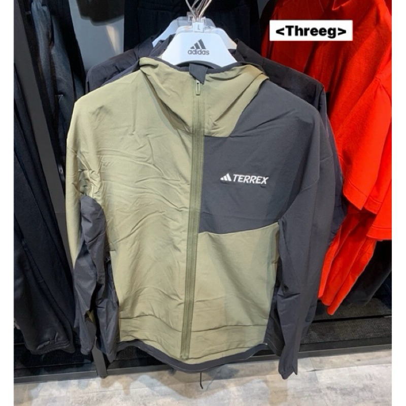 Threeg🐲ADIDAS TERREX MULTI SOFTSHELL 連帽外套 防風 拉鍊口袋 綠黑 IX1488