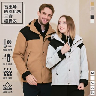 石墨烯防風抗寒極鋒衣三穿外套男女款(KDFJ-3088)