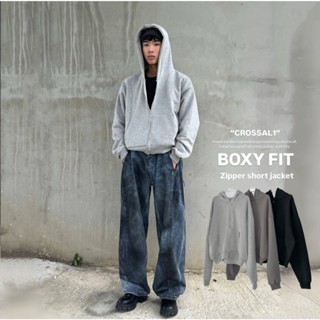 【CROSSAL1】韓國🇰🇷 BOXY FIT短寬連帽外套 棉外套 短寬 600g 內刷毛 短版 素面 連帽外套 外套