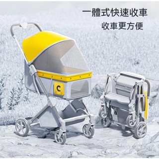 【12H出貨】一鍵收折可拆卸兩用 寵物推車 寵物外出推車 狗狗推車 貓咪推車 四輪推車 大型寵物推車 分離式寵物推車
