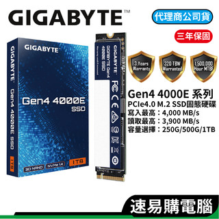 GIGABYTE技嘉 Gen4 4000E M.2 256G 512G 1TB SSD PCIe4 固態硬碟