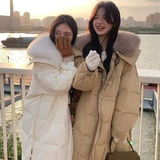 白鴨絨外套 狐狸毛羽絨服女中長版秋冬新款小個子設計感小眾顯瘦 韓版 90 羽絨外套888