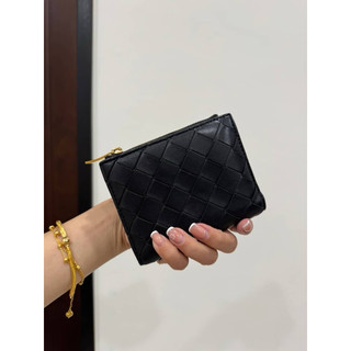 BOTTEGA VENETA Bv 黑金 編織 拉鏈 短夾 皮夾 皮包 錢包 錢夾 零錢包 卡夾 卡包