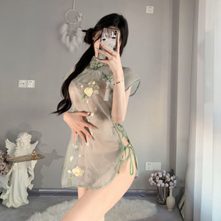 💖 撒野 臺灣出貨 情趣旗袍 透明睡衣 連身蕾絲 激情套裝 開檔挑逗 古典刺繡 鏤空綁帶 免脫戰袍 漢服宮廷 COS