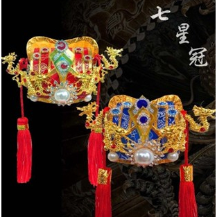 💯神像帽子💖神像帽子土地公帽綢緞刺繡手工佛像帽子菩薩帽七星文官帽保生大帝