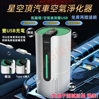 汽車空氣清淨機 星空燈+濾網高效淨化 贈濾網 3000萬負離子 快速去味PM2.5 車用空氣淨化器 汽車空氣淨化器
